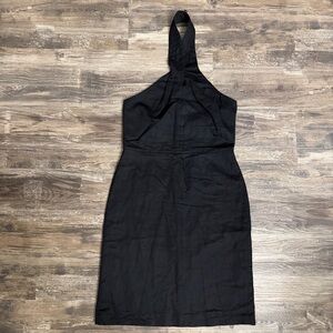 Banana Republic Black Halter Neck Open-Back Linen Cotton Blend Dress Size 6